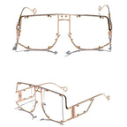 Lunettes de soleil à grande monture en métal