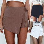 Short jupe court à lacets couleur unie