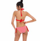Maillot de bain deux pièces licou bikini sexy dos nu imprimé marin