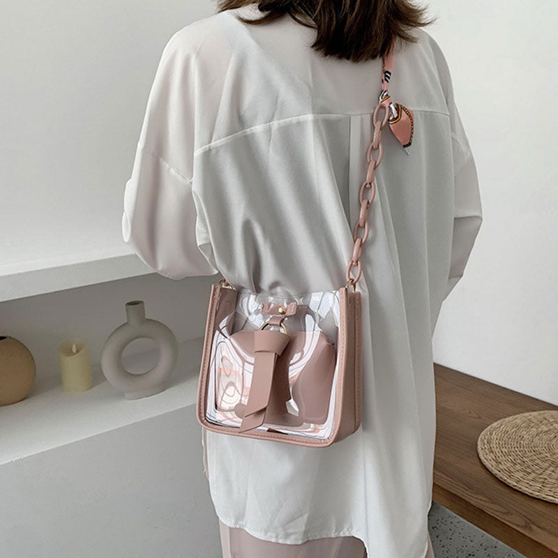 Sac à bandoulière transparent Décoration Ruban