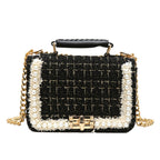 Elegant Square Bag with Pearl Chain Decoration