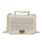 Elegant Square Bag with Pearl Chain Decoration