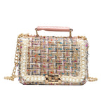 Elegant Square Bag with Pearl Chain Decoration