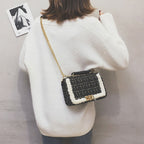 Elegant Square Bag with Pearl Chain Decoration