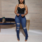 Jean slim déchirée taille haute fentes chevilles - Chic&Shines