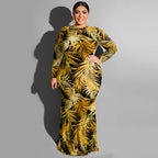 Robe longue moulante col rond à motif - Chic&Shines