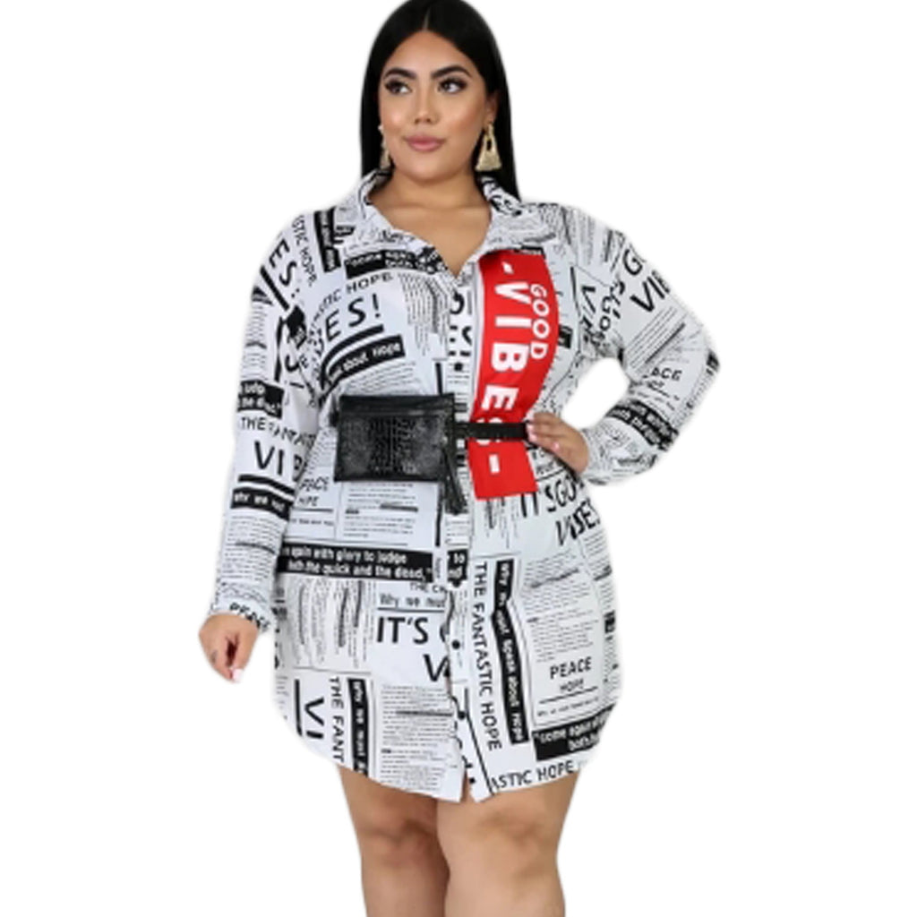 Robe courte chemises à manches longues - Chic&Shines