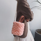 Sac seau à bandoulière Peluche Couleur Unie