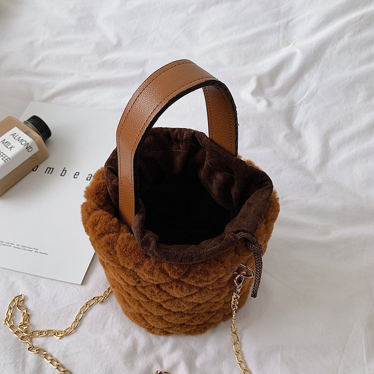 Sac seau à bandoulière Peluche Couleur Unie