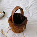 Sac seau à bandoulière Peluche Couleur Unie