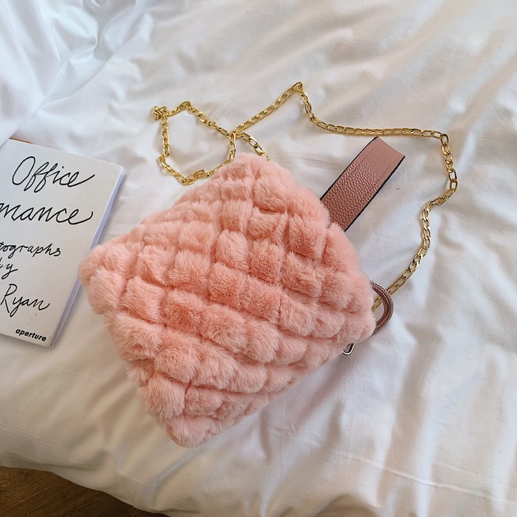 Sac seau à bandoulière Peluche Couleur Unie