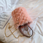 Sac seau à bandoulière Peluche Couleur Unie