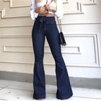 Jean taille haute ceinturée et bas évasé - Chic&Shines