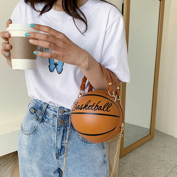 Sac à main Basket-Ball Forme rond Mode Femme, Chaîne doré et Simili cuir - Chic&Shines