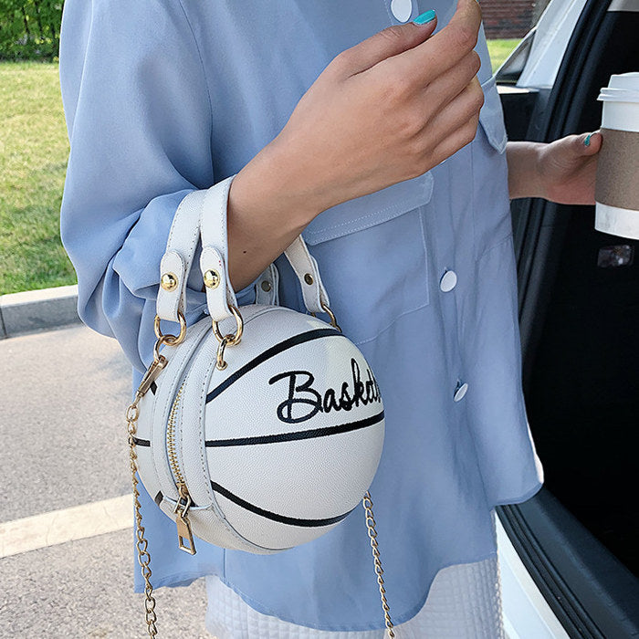 Sac à main Basket-Ball Forme rond Mode Femme, Chaîne doré et Simili cuir - Chic&Shines