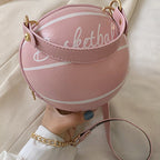 Sac à main Basket-Ball Forme rond Mode Femme, Chaîne doré et Simili cuir