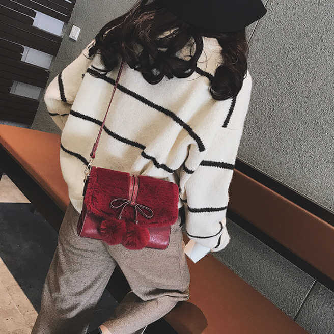 Sac à bandoulière Peluche Pompon