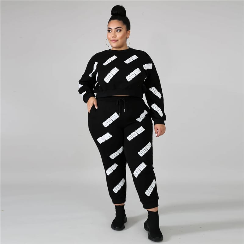 Ensemble Manches Longues Haut Et Pantalon Lettre Pinting