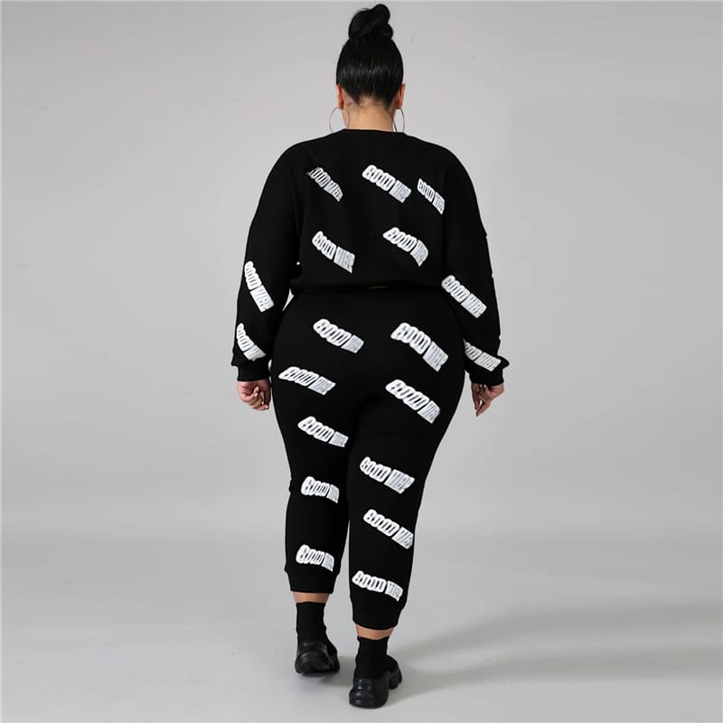 Ensemble Manches Longues Haut Et Pantalon Lettre Pinting