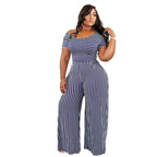 Ensemble deux pièces haut manches courtes et pantalon rayure