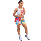 Short court imprimer carreau multicolore