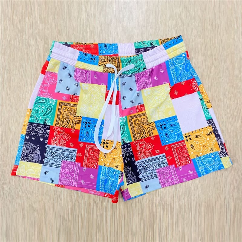 Short court imprimer carreau multicolore