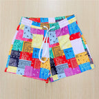 Short court imprimer carreau multicolore