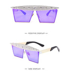 Lunettes de soleil grande monture décoration strass