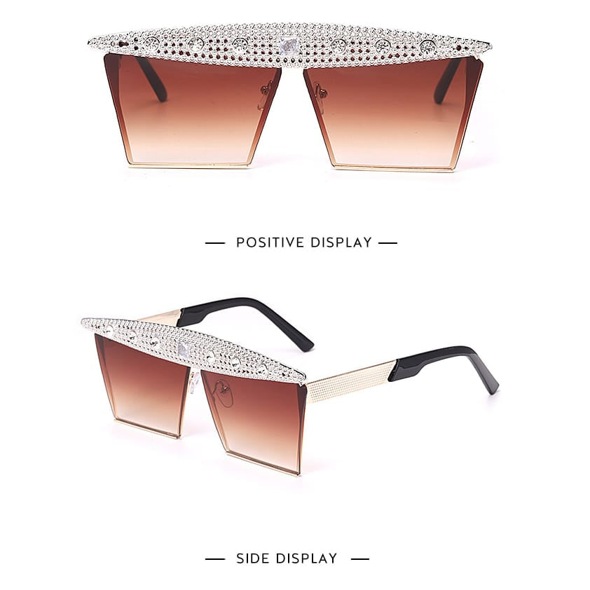 Lunettes de soleil grande monture décoration strass