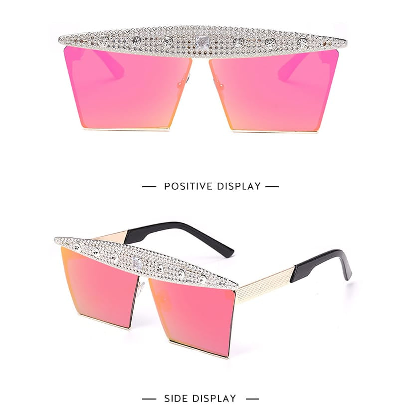 Lunettes de soleil grande monture décoration strass