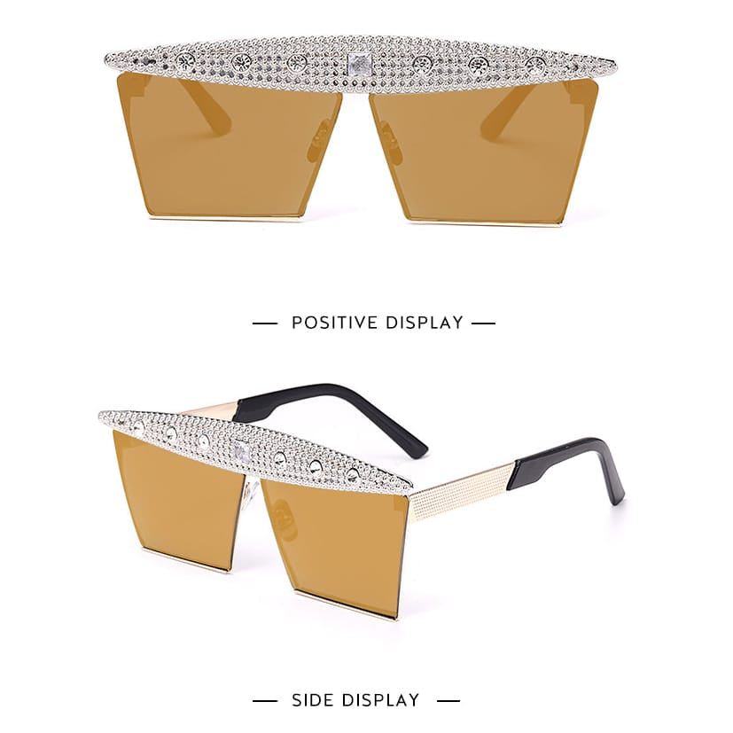 Lunettes de soleil grande monture décoration strass