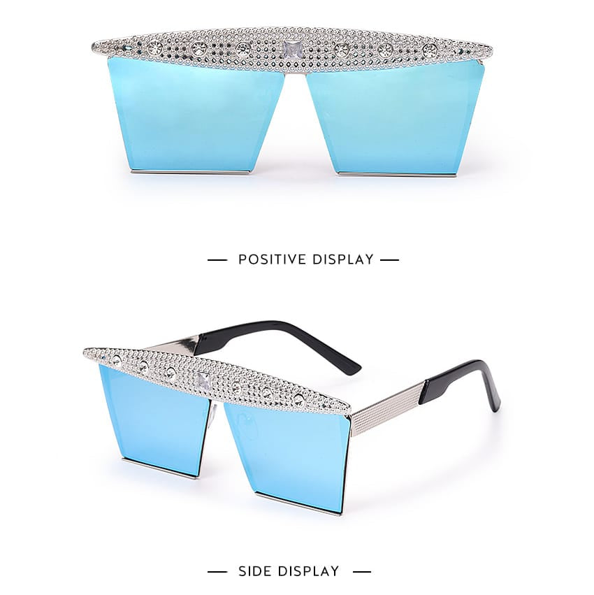 Lunettes de soleil grande monture décoration strass