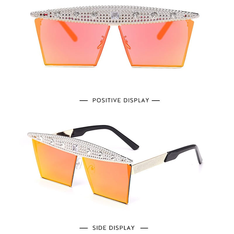Lunettes de soleil grande monture décoration strass