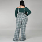 Ensemble haut manches longues à nœud et pantalon bretelles
