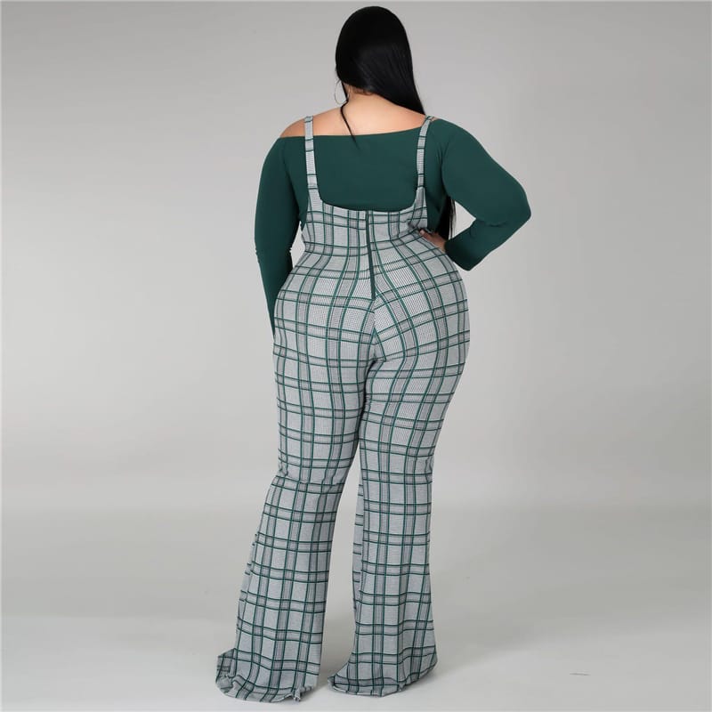 Ensemble haut manches longues à nœud et pantalon bretelles