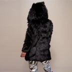 Faux fur hooded plush coat