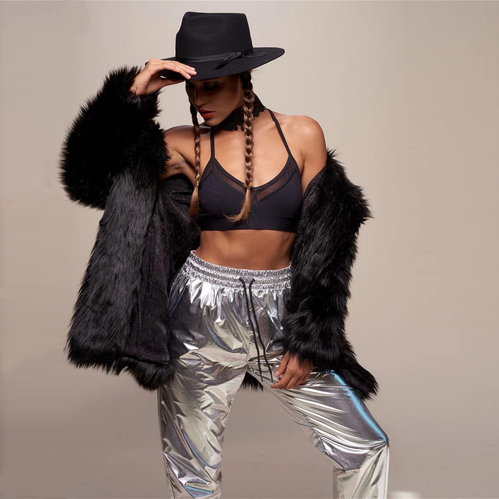 Faux fur hooded plush coat