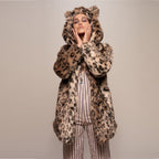 Manteau peluche à capuche imitation fourrure - Chic&Shines