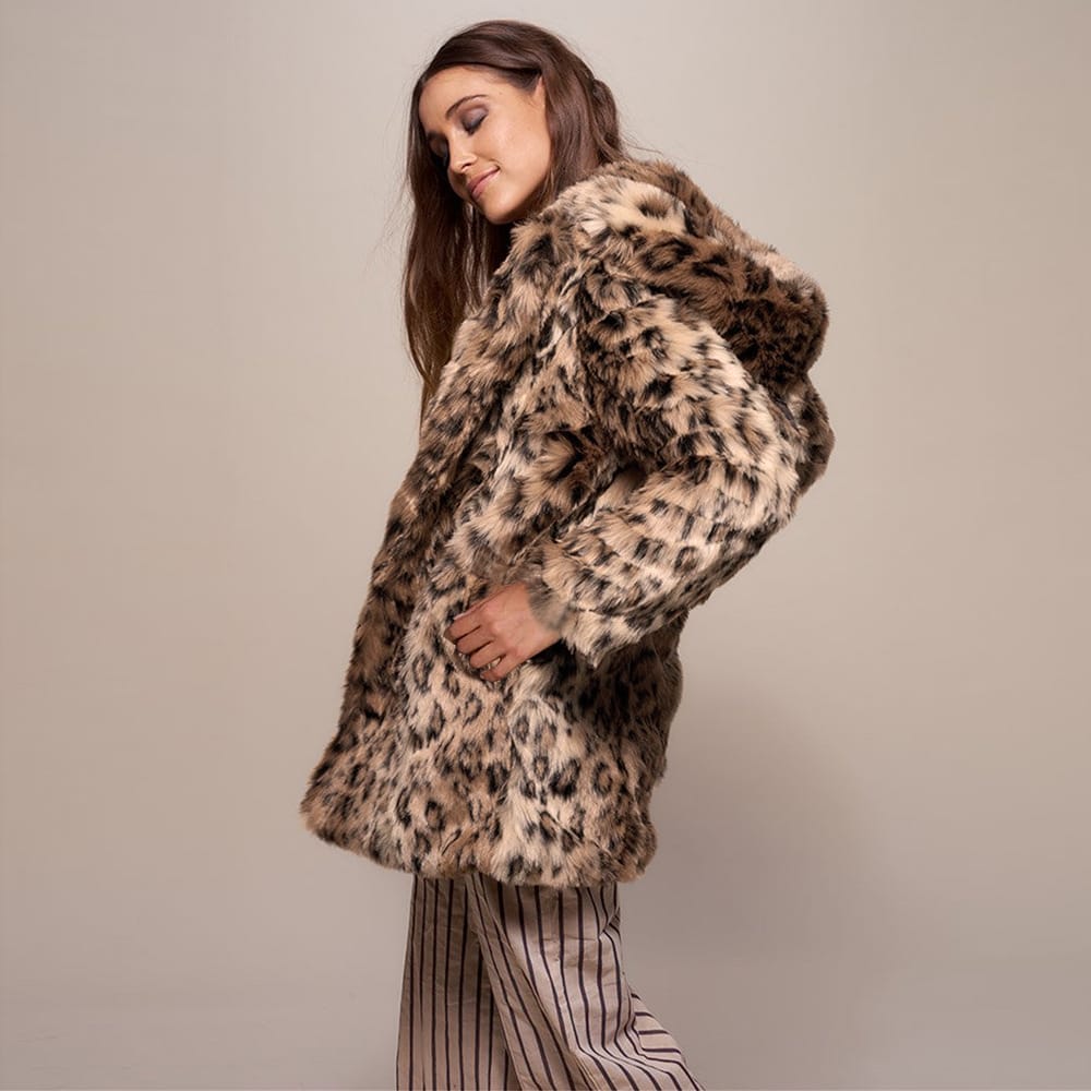 Faux fur hooded plush coat