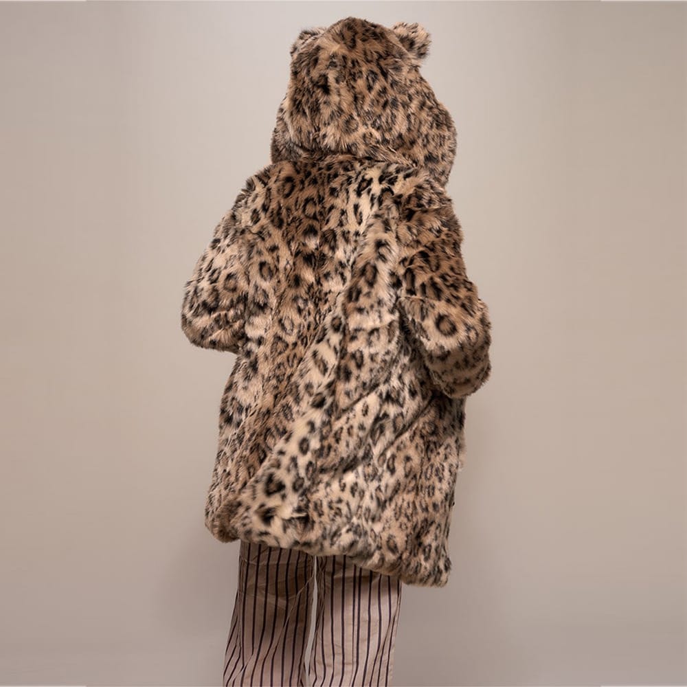 Faux fur hooded plush coat