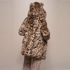 Faux fur hooded plush coat