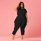Two-Piece Frayed Hem Short Sleeve Top and Pants Set
