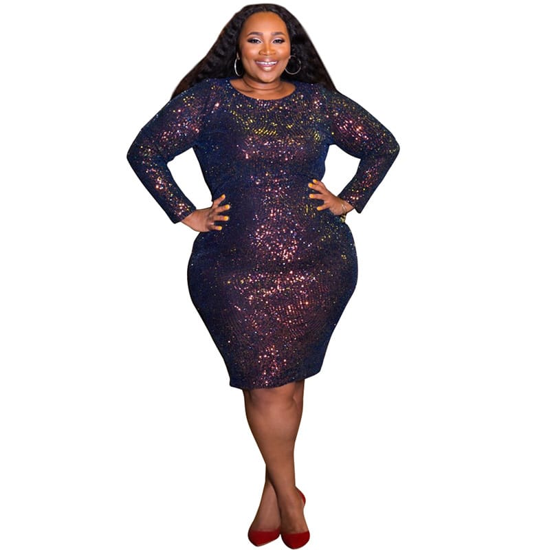 Robe courte à manches longues en strass
