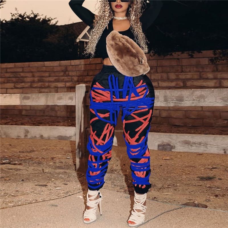 Pantalon de jogging contraste couleur Rayé