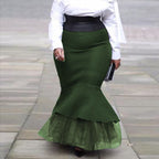 Jupe Taille Haute Modèle Queue De Poisson Couleur Unie a Dentelle - Chic&Shines