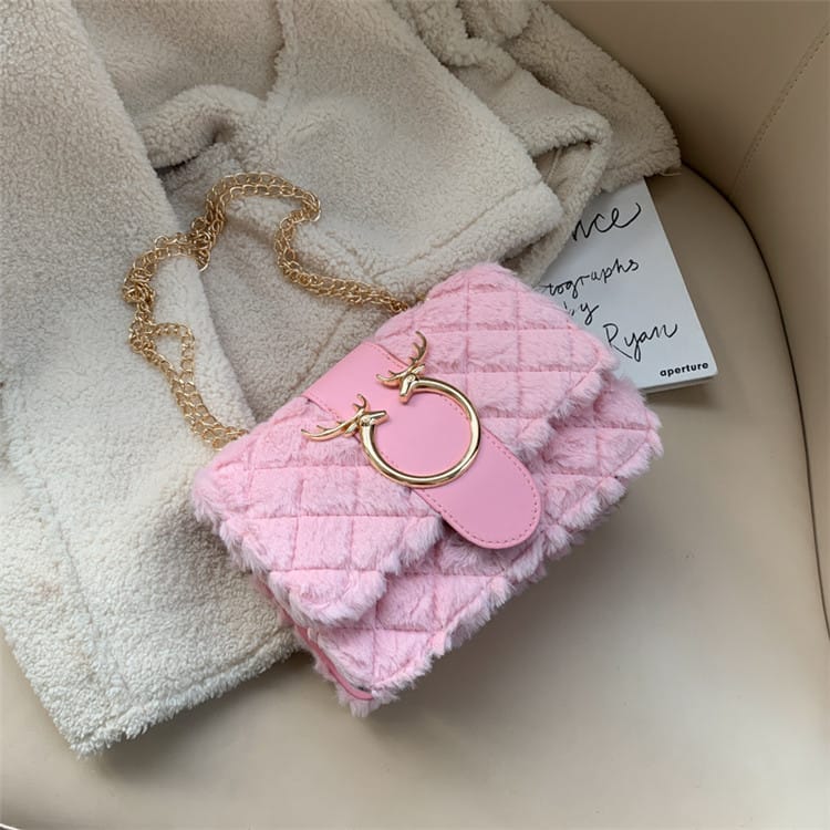 Sac Bandoulière Décoration Peluche Chaîne Métal - Chic&Shines