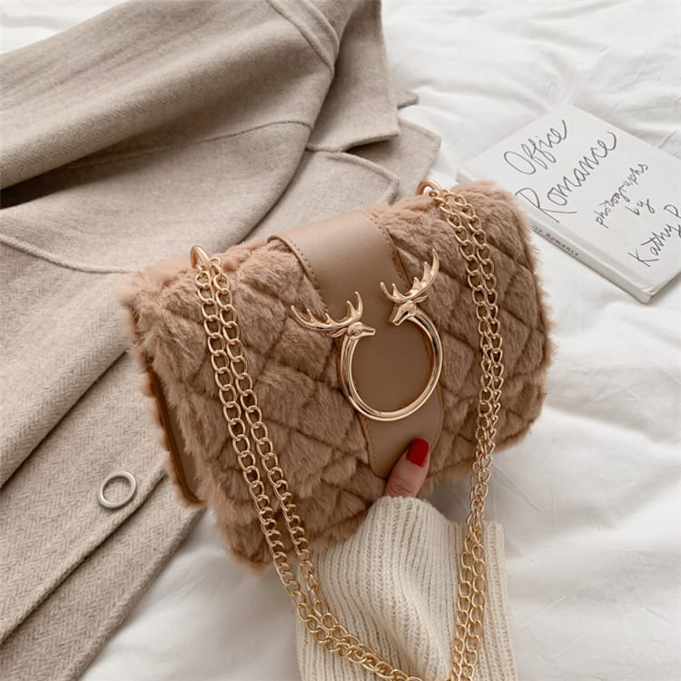 Sac Bandoulière Décoration Peluche Chaîne Métal - Chic&Shines