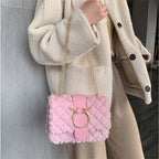 Sac Bandoulière Décoration Peluche Chaîne Métal