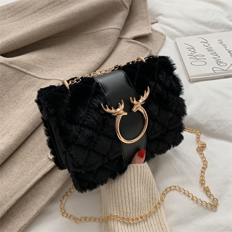 Sac Bandoulière Décoration Peluche Chaîne Métal - Chic&Shines