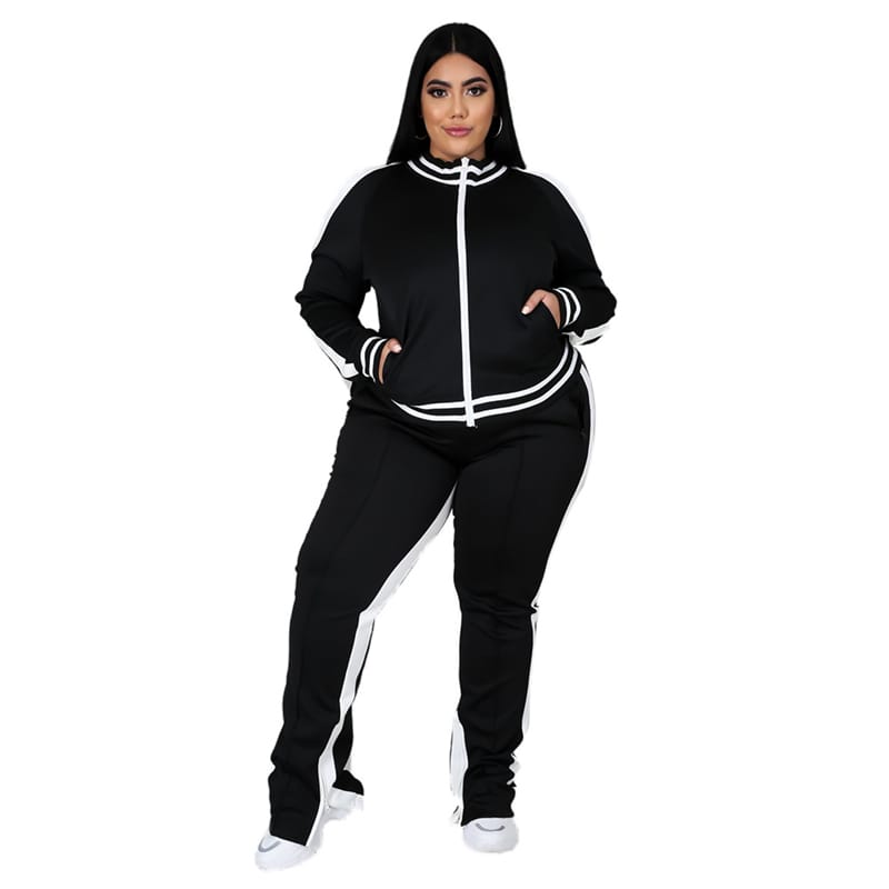 Ensemble jogging veste fermeture éclair à poches et jogging